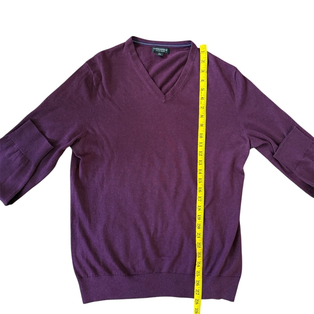 Banana Republic Men's LARGE Pullover‎ Sweater V-Neck Luxury silk cashmere Purple - Picture 6 of 6